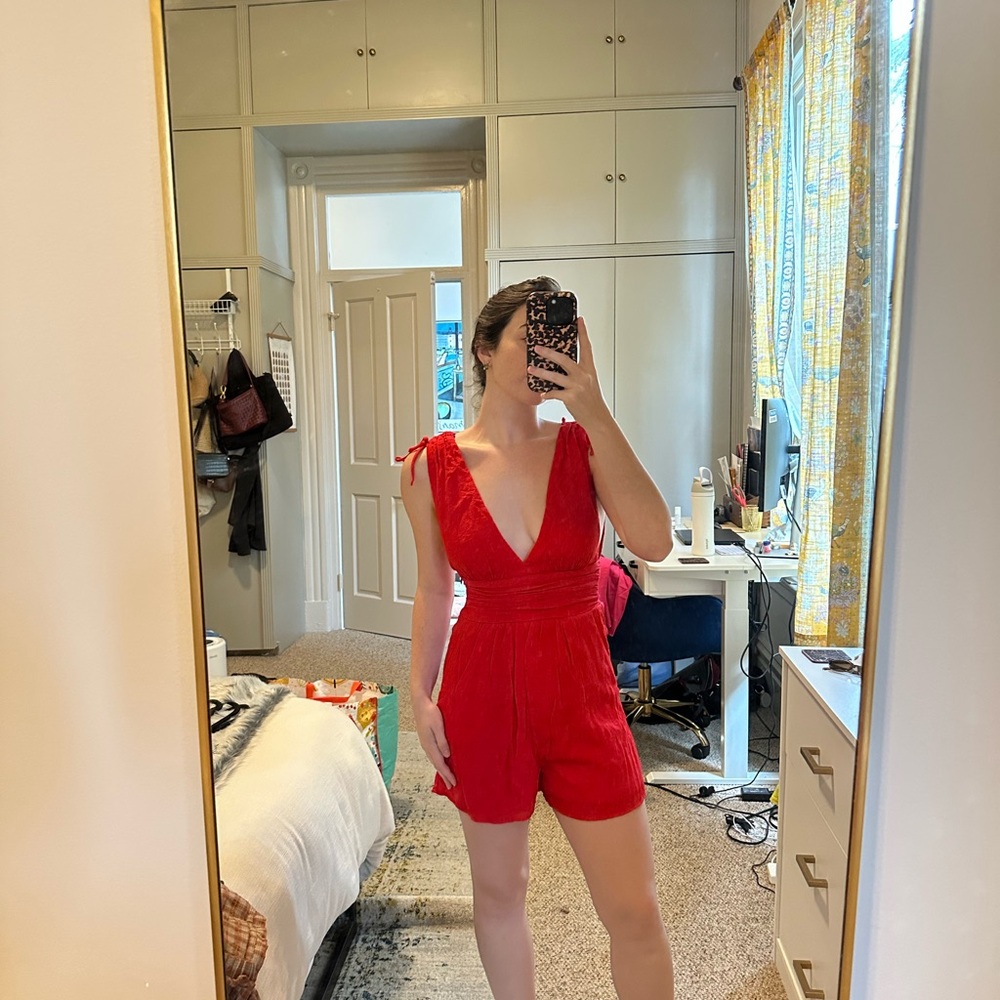 Red Sleeveless Romper